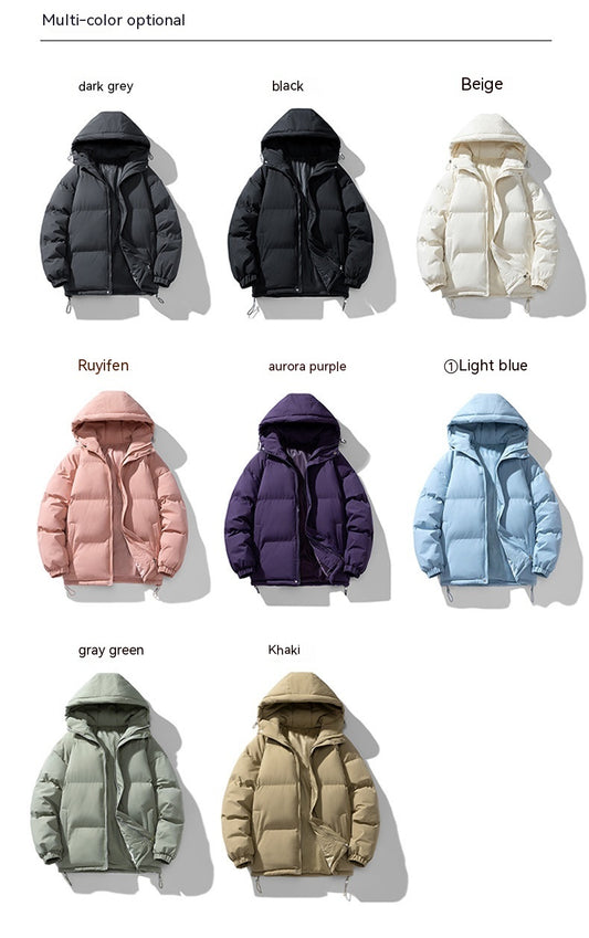 Men's Hoodie Coat Winter Fashion Solid ZIp-up Thickened Cotton-padded Jacket Casual Warm Outwear Top Clothing