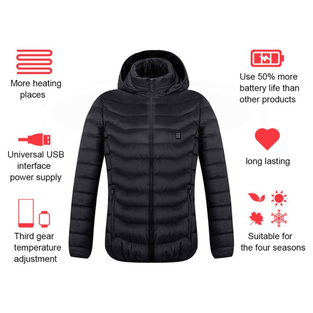 New Heated Jacket Coat USB Electric, Winter Jacket