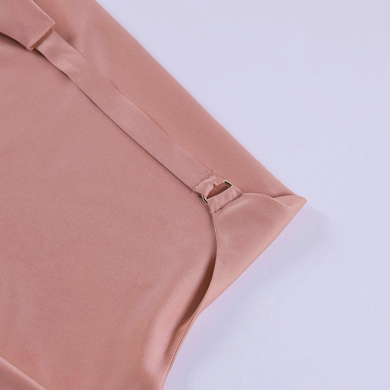 Satin V-Neck Backless Mini Dress