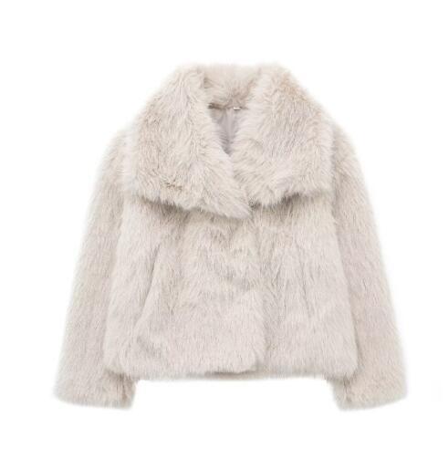Women's Winter Plush Coat, Warm Fluffy Lapel Jacket, Long Sleeve Outwear
